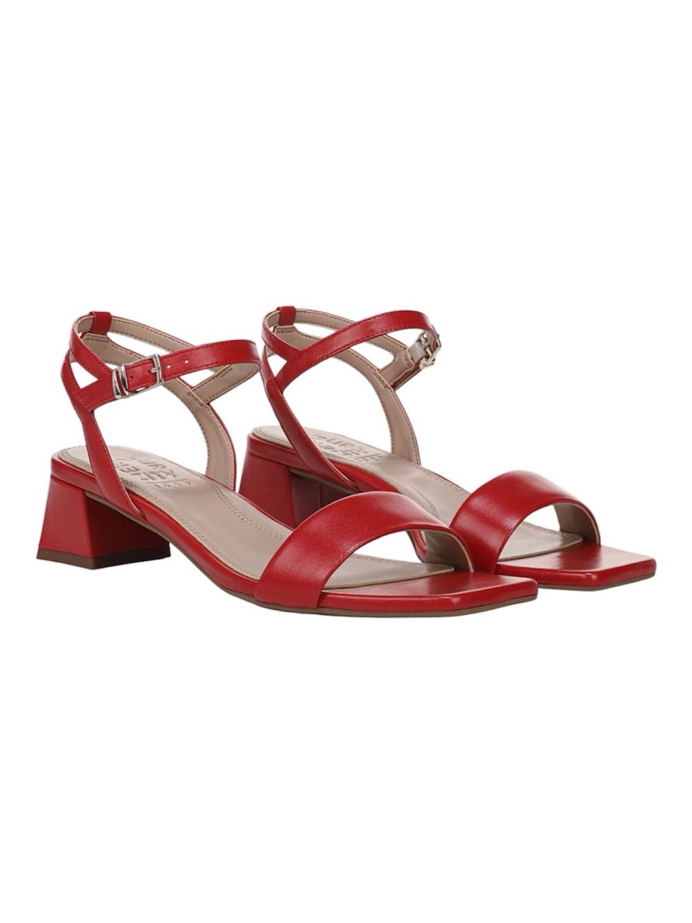 Naturalizer Hana Red Leather Ankle Strap Block Heel Sandal NWOB 7.5